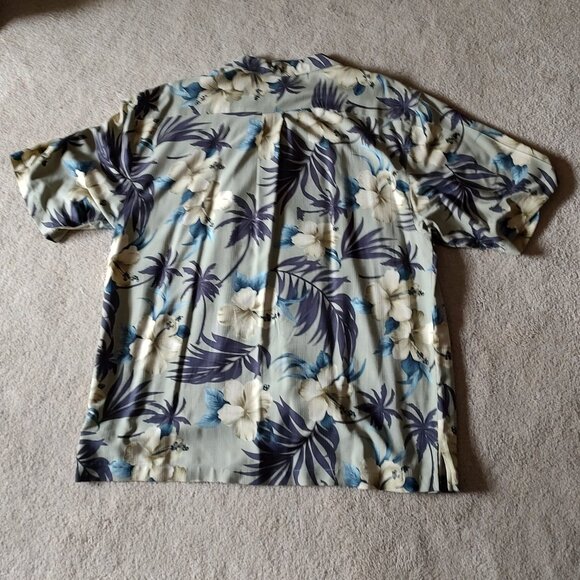 Jamaica Jaxx 100% Silk Floral Hawaiian Short Sleeve Button Down Shirt XL - Picture 2 of 9